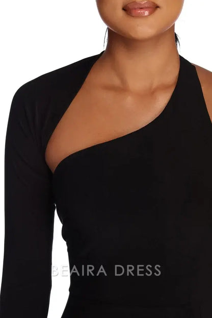 Beaira Elegant Sienna Formal One Shoulder Dress formal wear dresses - BLACK