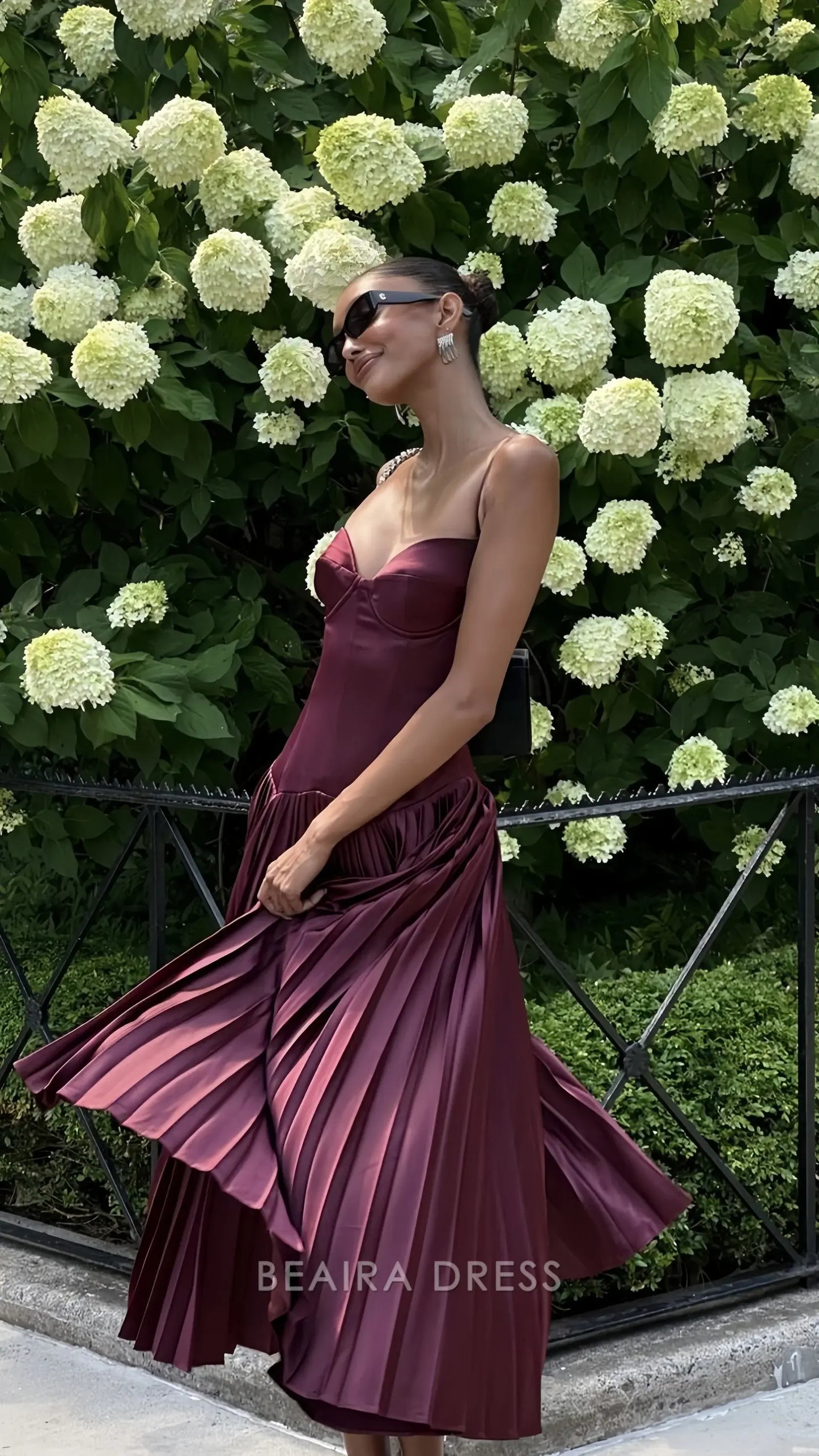 Beaira Elegant Spaghetti Straps A-line Maroon Party Dress formal wear dresses