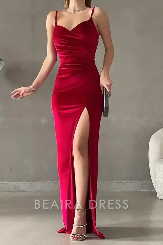 Beaira Elegant Spaghetti Straps Mermaid Long Prom Dresses formal wear dresses