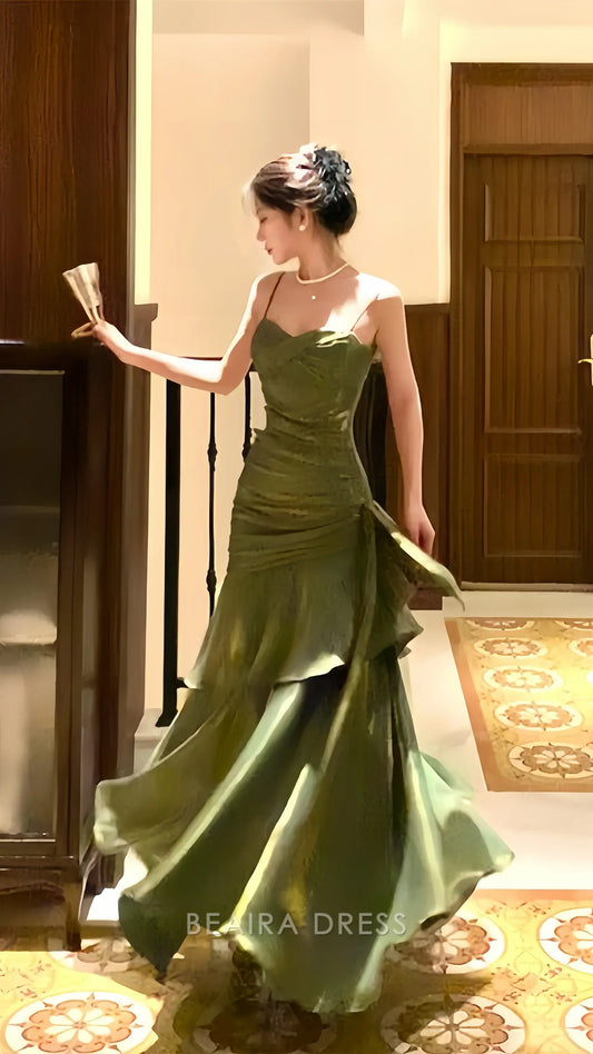 Beaira Elegant Spaghetti Straps Mermaid Long Prom Dress formal wear dresses