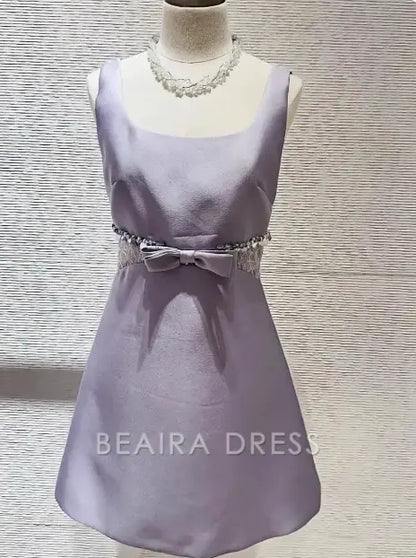 Beaira Elegant Sweet Purple Square Neck Bow Waist 17th Birthday Homecoming Dress hot sale for women
