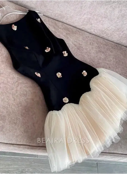 Beaira Elegant Sweet Sleeveless Floral Satin Tulle Mini 17th Birthday Homecoming Dress hot sale for women