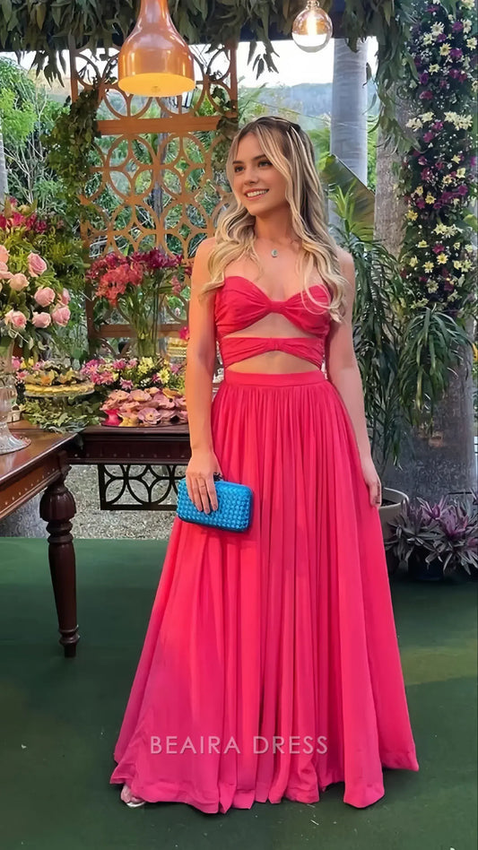 Beaira Elegant Sweetheart A-Line Chiffon Long Evening Party Dress Formal Prom Dresses formal wear dresses