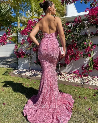 Beaira Elegant Sweetheart Mermaid Sequins Long Prom Dress formal wear dresses