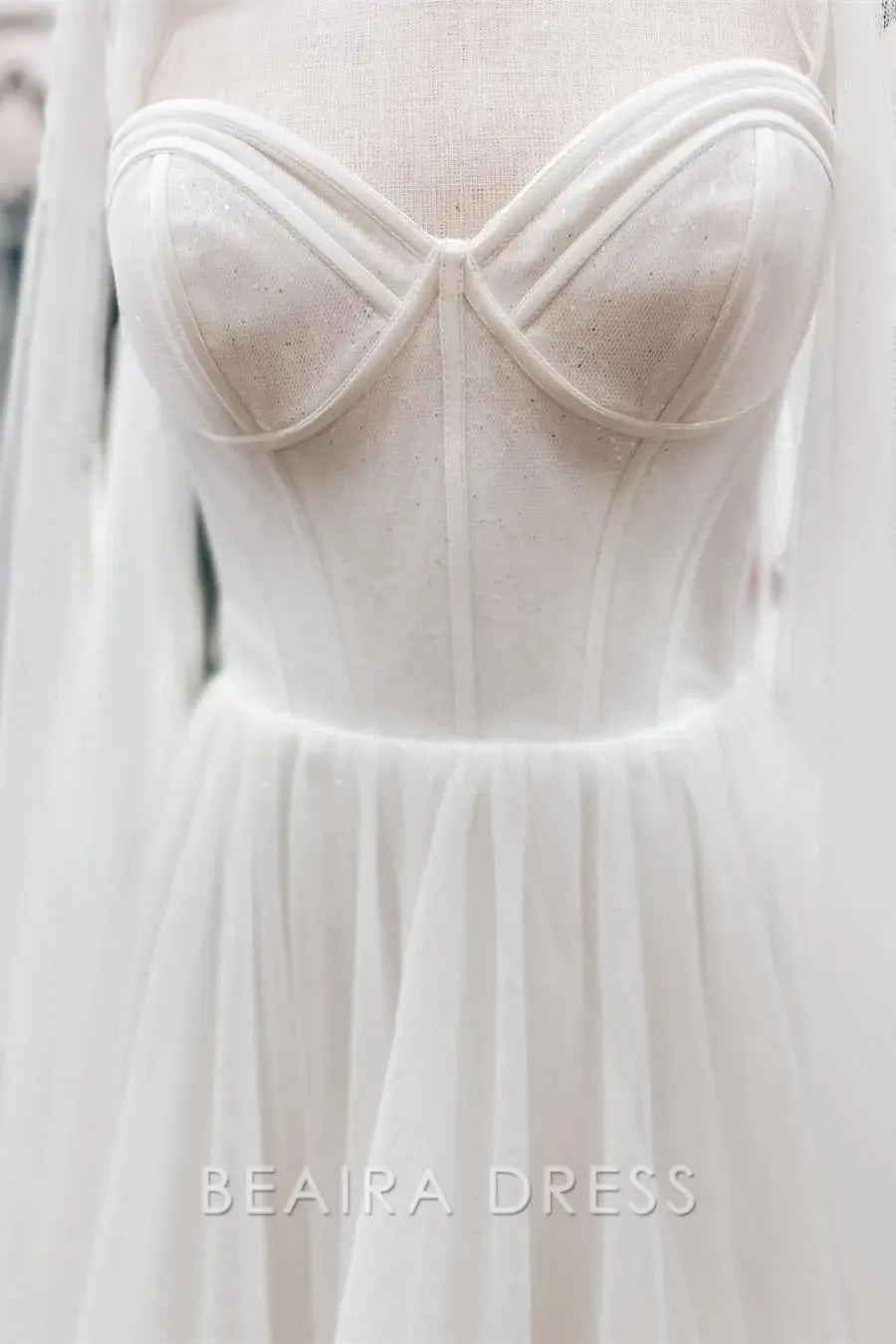 Beaira Elegant Sweetheart Neckline Tulle Wedding Dress with Sheer Cape and Bow Details for Enchanting Bridal Whimsy