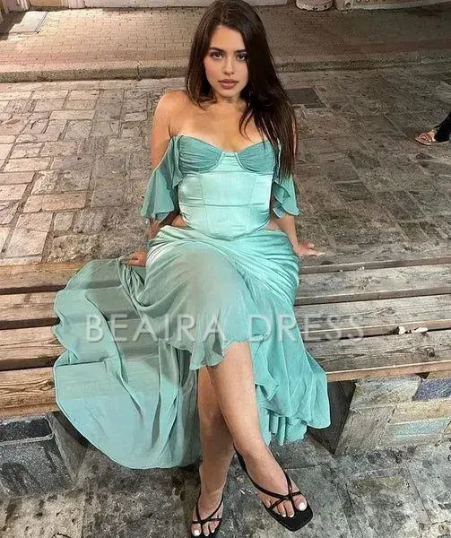 Beaira Elegant Two Pieces Ruffle Chiffon Homecoming Prom Dresses formal wear dresses