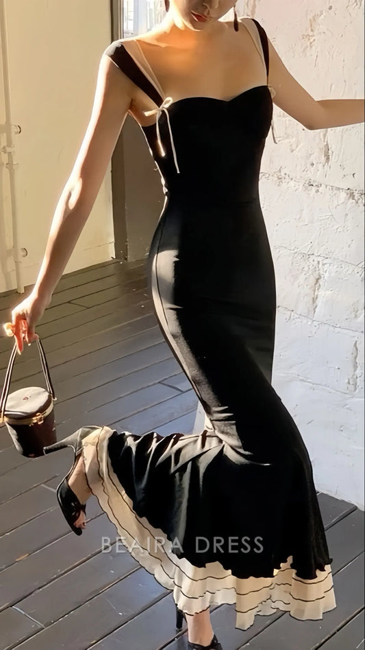 Beaira Elegant Vintage Black Mermaid Long Prom Dress Bodycon Party Dresses formal wear dresses