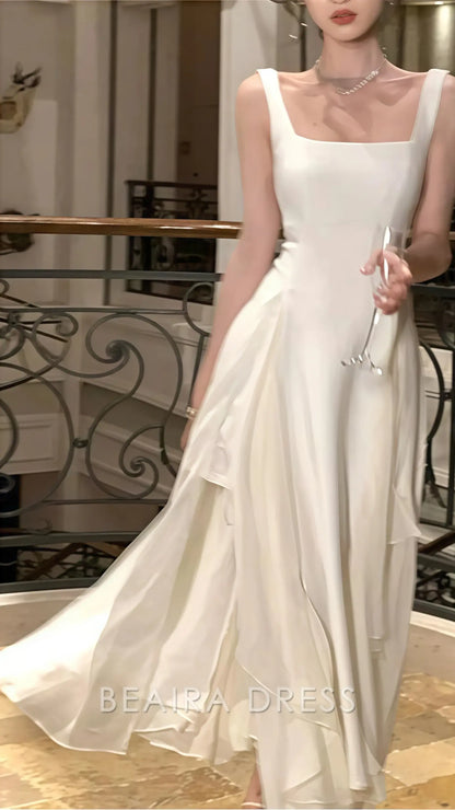 Beaira Elegant Vintage Classic Ivory Chiffon Evening Prom Dresses formal wear dresses