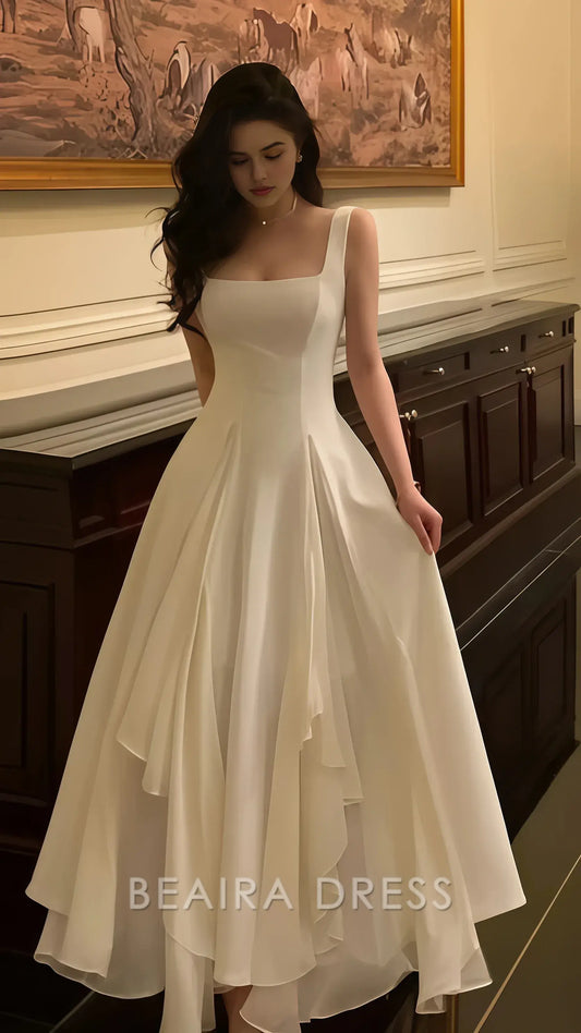 Beaira Elegant Vintage Classic Ivory Chiffon Evening Prom Dresses formal wear dresses