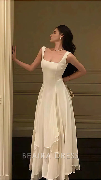 Beaira Elegant Vintage Classic Ivory Chiffon Evening Prom Dresses formal wear dresses