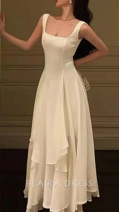 Beaira Elegant Vintage Classic Ivory Chiffon Evening Prom Dresses formal wear dresses
