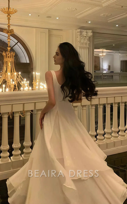 Beaira Elegant Vintage Classic Ivory Chiffon Evening Prom Dresses formal wear dresses