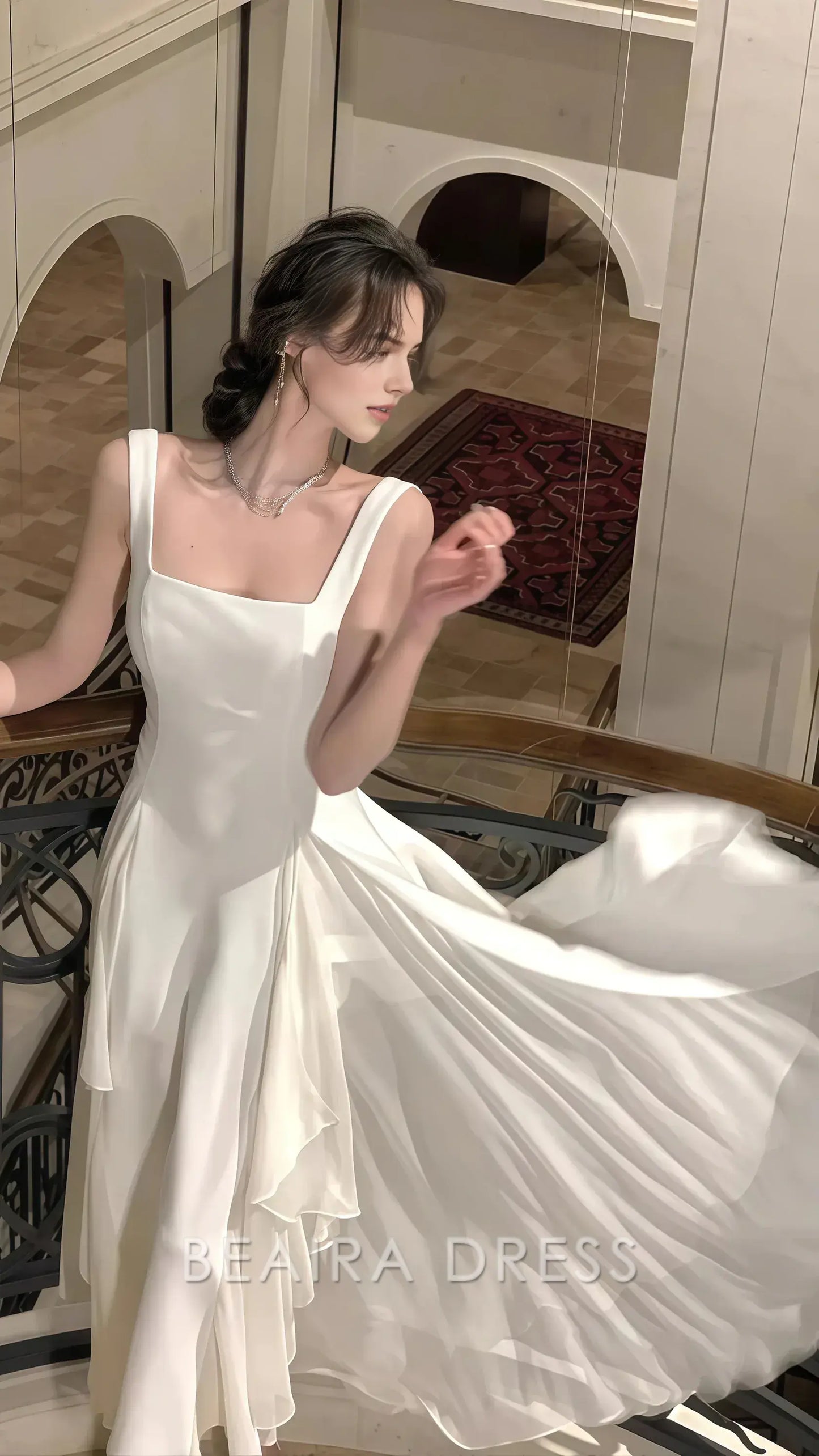 Beaira Elegant Vintage Classic Ivory Chiffon Evening Prom Dresses formal wear dresses