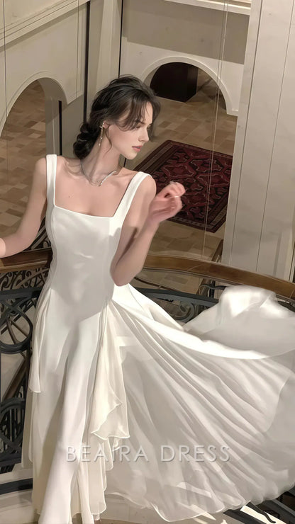 Beaira Elegant Vintage Classic Ivory Chiffon Evening Prom Dresses formal wear dresses