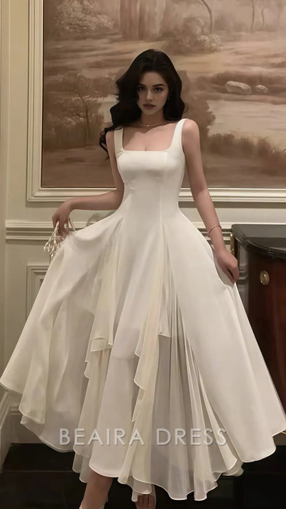 Beaira Elegant Vintage Classic Ivory Chiffon Evening Prom Dresses formal wear dresses