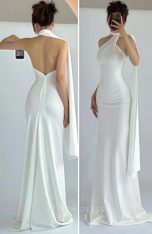 Beaira Elegant White Sheath Prom Dress Long Party Evening Dress formal wear dresses