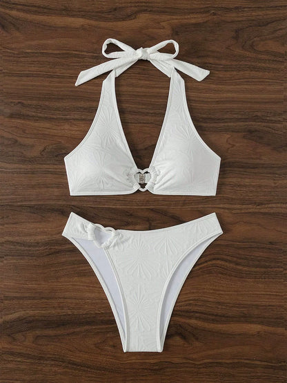 Beaira European and American new solid color split swimsuit female sexy triangle bag bikini hot spring swimsuit