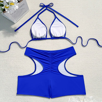Beaira European and American new two-piece sexy exposed chest size gathering swimsuit bikini split swimsuit for women