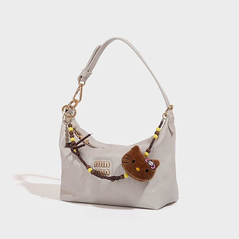 Beaira Fashionable oil wax leather armpit bag for women's new retro versatile dumpling bag single shoulder high-end texture trendy women's bag