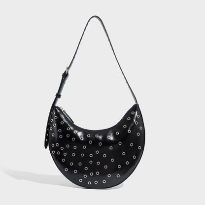 Beaira High-end punk style orange dark underarm bag women's new trendy fashion crescent bag one-shoulder cross-body bag