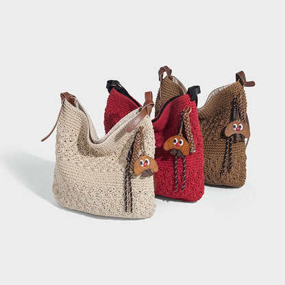 Beaira Honey wax rope artistic weaving fashion bag shoulder bag women's versatile single shoulder crossbody bag bucket bag vacation style beach bag