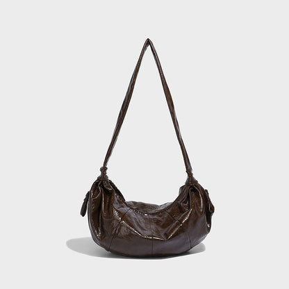 Beaira Korean retro large-capacity soft leather hand-held dumpling bag fashionable casual lazy style versatile one-shoulder underarm croissant