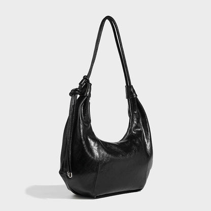 Beaira Large Capacity Retro Soft Leather Folded Dumpling Bun Autumn/Winter Trendy Lazy Style Casual Versatile Shoulder Bun