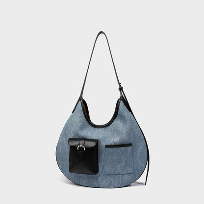 Beaira Large capacity denim tote bag women's commuting armpit bag new high-end and lazy style single shoulder crossbody bag
