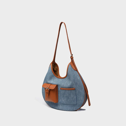 Beaira Large capacity denim tote bag women's commuting armpit bag new high-end and lazy style single shoulder crossbody bag