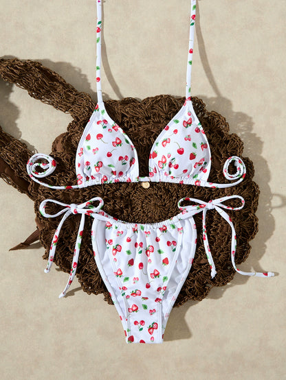 Beaira New sexy printed lace up three-point spicy girl split bikini bikini swimsuit