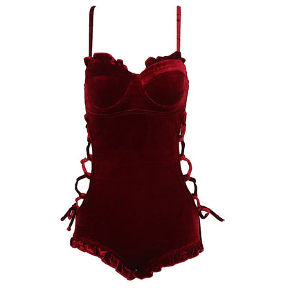 Beaira New style of gauze sunscreen long sleeved small chest gathering ins small fragrance style bikini one-piece hot spring swimsuit for women