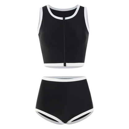 Beaira New swimsuit for women conservative and sporty size high chest and waist covering the belly to show off weight hot spring swimming suit