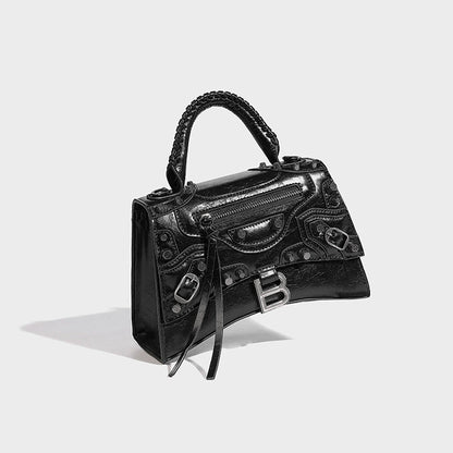 Beaira Niche high-quality motorcycle handbag women's new hot girl willow nail hourglass bag high-end one-shoulder crossbody bag