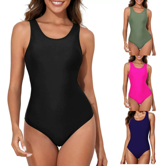 Beaira Racing swimsuit conservative back cross swimsuit European and American sexy solid color one-piece plus size