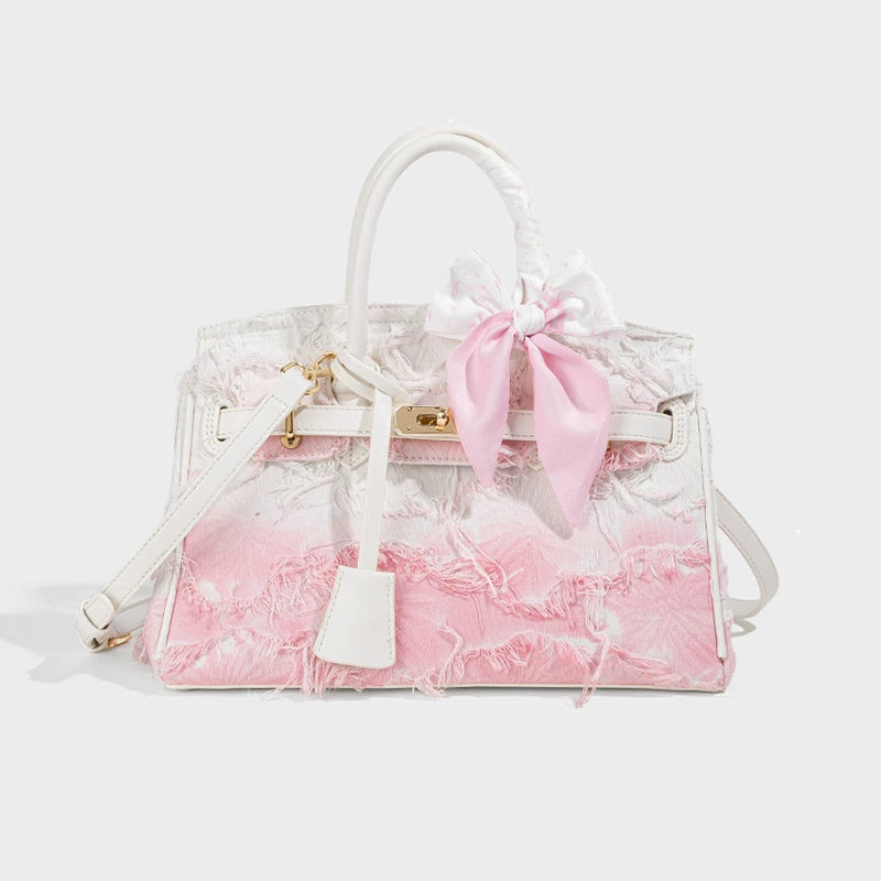 Beaira Retro denim handbag for women's spring and summer platinum light luxury high-end fashion trend single shoulder crossbody women's bag