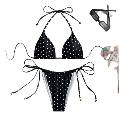 Beaira Sexy polka dot printed bikini new split swimsuit for women European and American foreign trade drawstring suspender three-point swimsuit