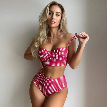 Beaira Split swimsuit cross-border foreign trade swimsuit popular in Europe and America American plaid backless women's bikini bikini