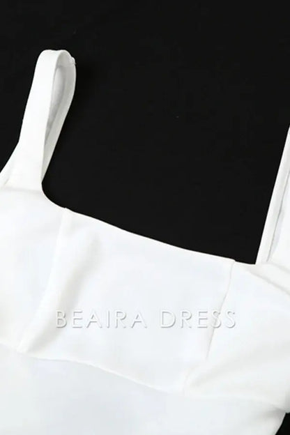 Beaira Sweet Simplicity Solid Backless With Bow Square Collar Evening Dresses formal wear dresses - White