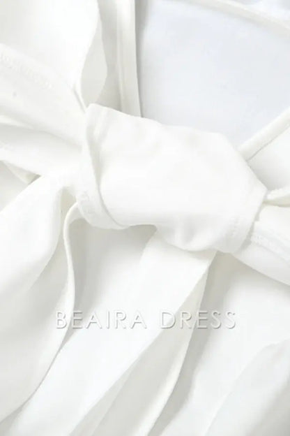 Beaira Sweet Simplicity Solid Backless With Bow Square Collar Evening Dresses formal wear dresses - White