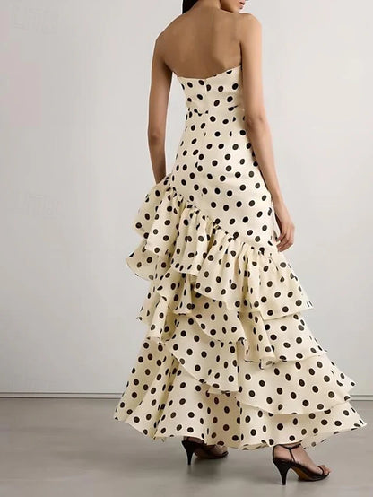 Beaira Elegant Sweetheart Dots Ruffle Chiffon Prom Dress formal wear dresses