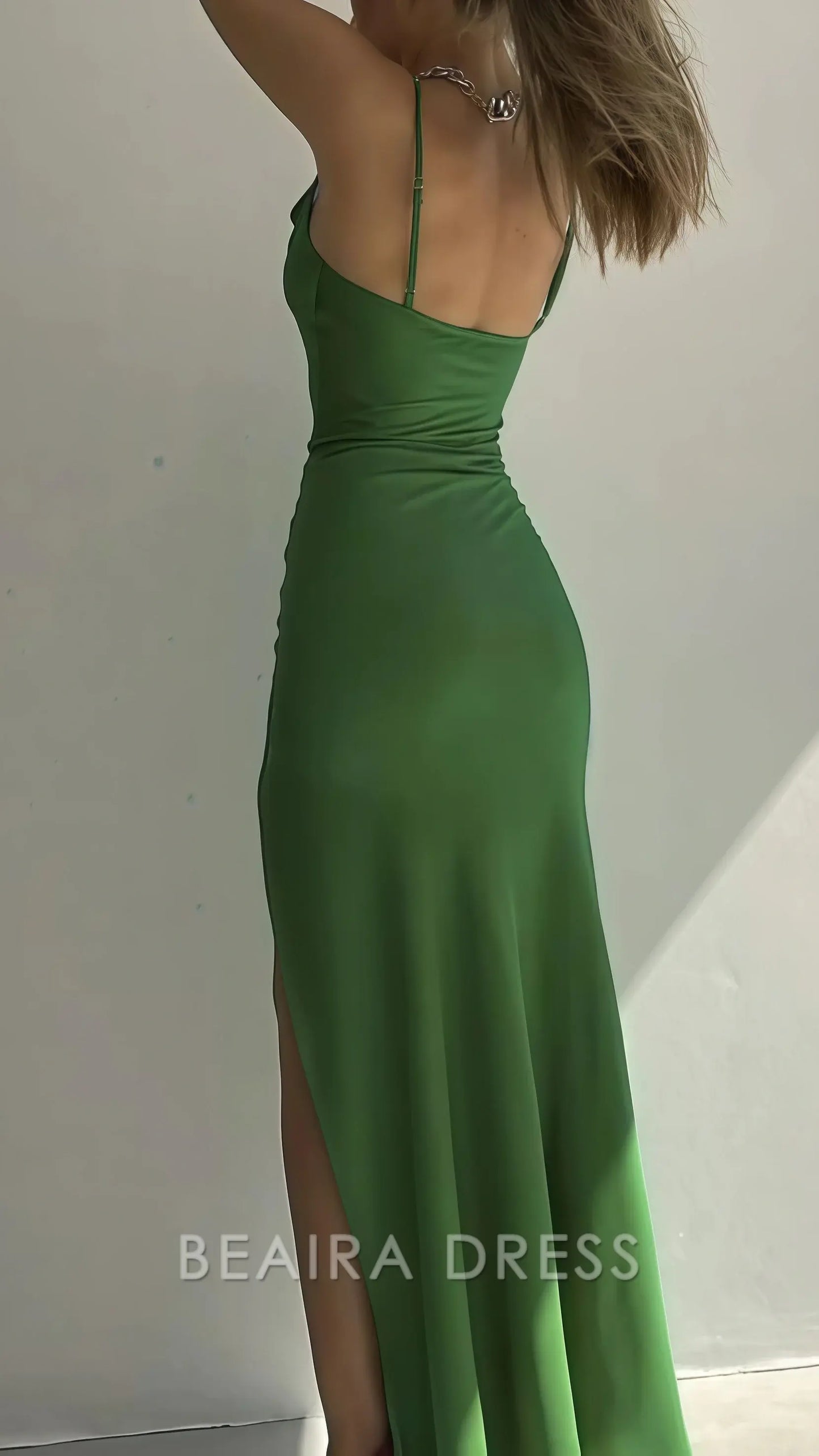 Beaira Elegant Prom Dresses Sexy Prom Dress Spaghetti Straps Pleated Party Dress with Side Slit formal wear dresses
