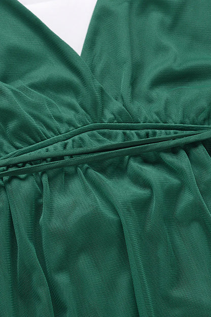 Women's Bridesmaid Tulle Dress Spaghetti Strap Deep V Neck Slit Party Wedding Prom Formal Maxi Dresses