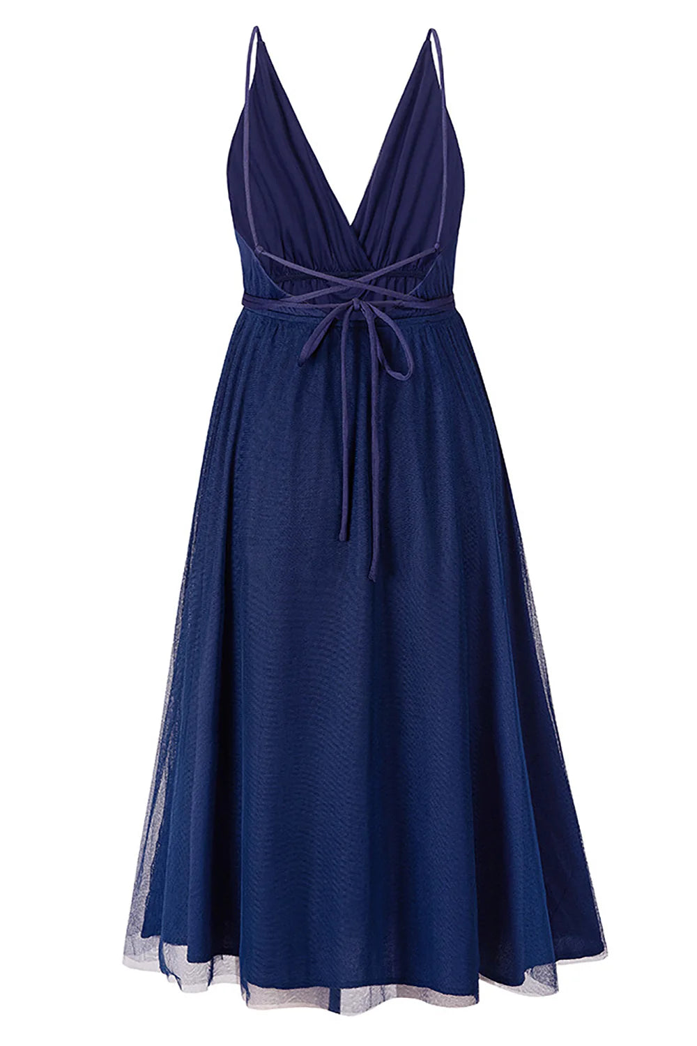 Women's Bridesmaid Tulle Dress Spaghetti Strap Deep V Neck Slit Party Wedding Prom Formal Maxi Dresses