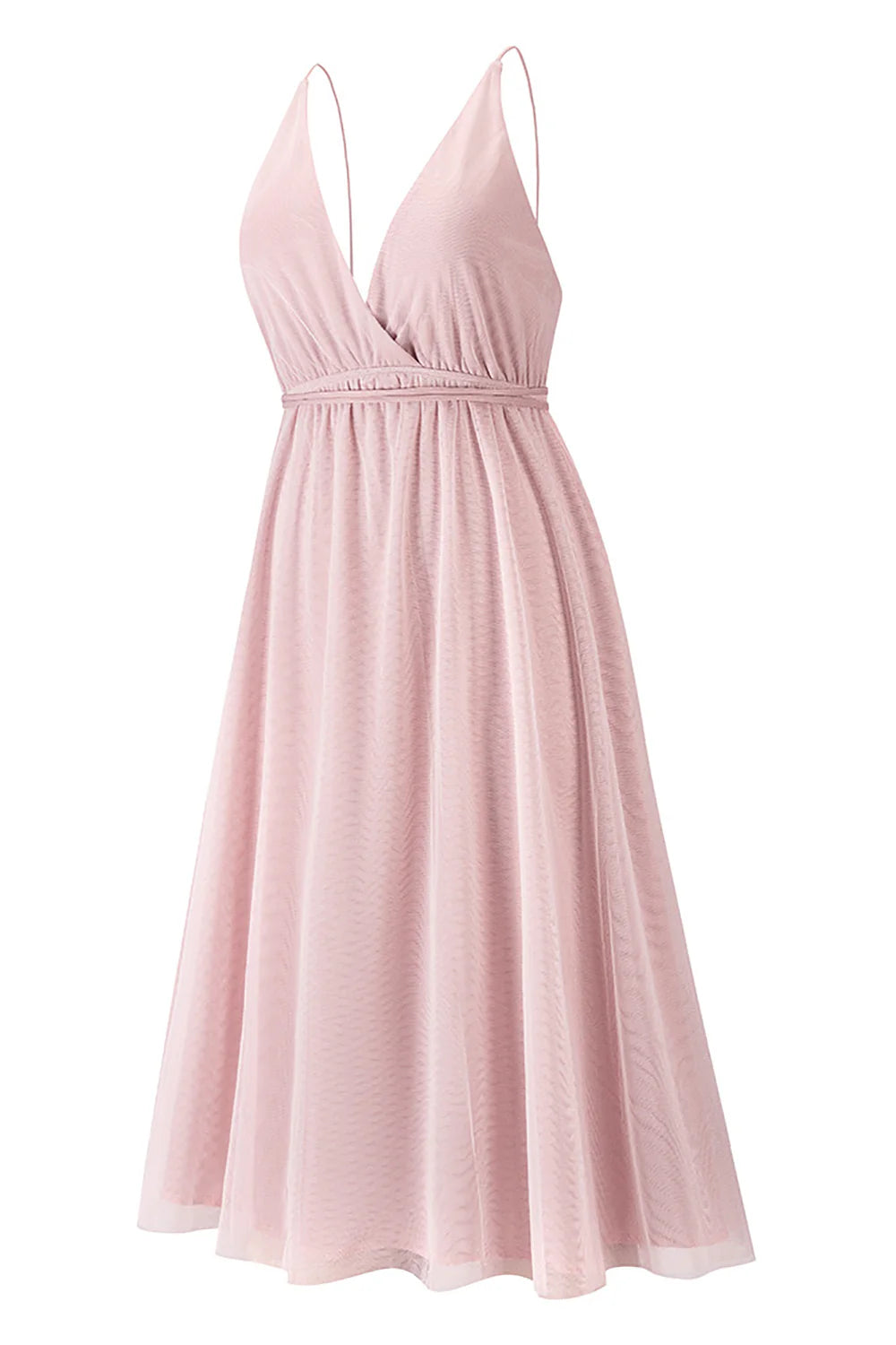 Women's Bridesmaid Tulle Dress Spaghetti Strap Deep V Neck Slit Party Wedding Prom Formal Maxi Dresses