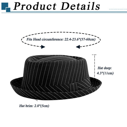 Beaira Casual Fashion Men Striped Short Hat Brim Fedoras Classic Neutral Soft Tweed Dress Hat Suitable for Camping and Hiking
