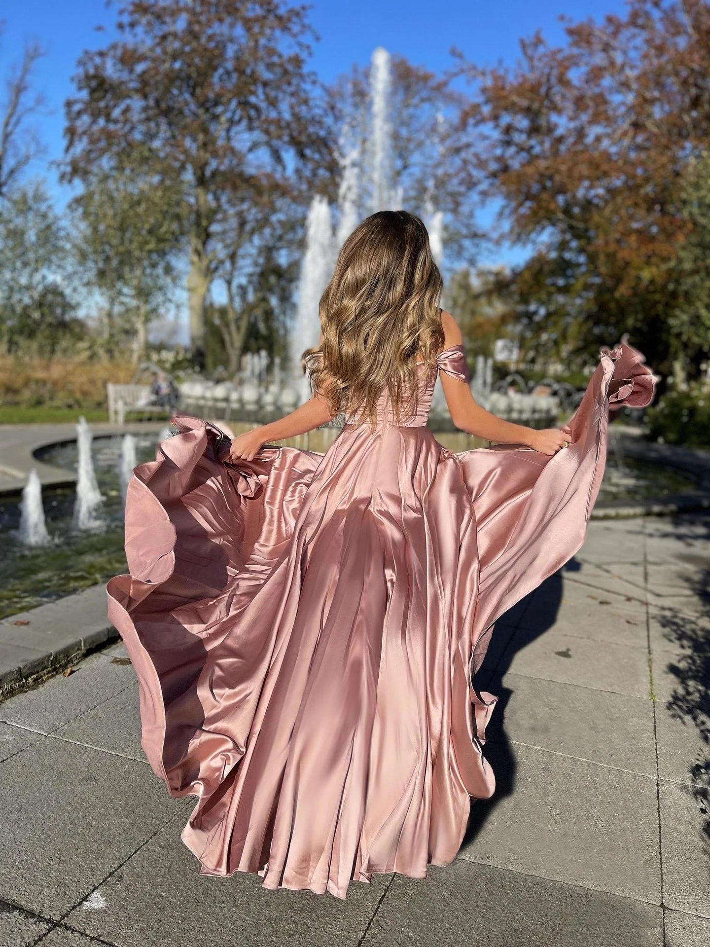 Charming Off The Shoulder Long Slit Burgundy Simple Prom Dresses