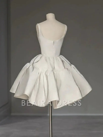 Beaira Chic Ball Gown Straps White Satin Homecoming Dresses Birthday Dress Birthday Outfits