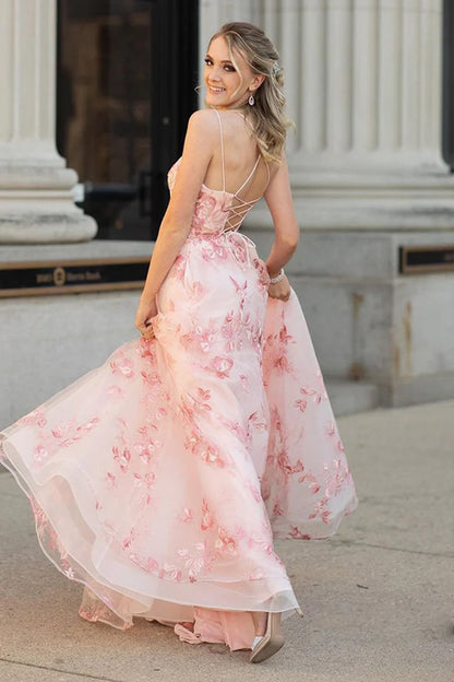 Cute Pink Tulle Lace Round Neck Princess Dress Prom Dress For Graduation
