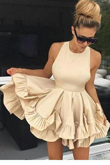 Cute Satin Sleeveless Criss Cross Above Knee Homecoming Dresses Short Cocktail Dresses