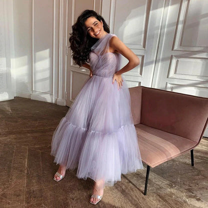 Cute Tulle One Shoulder Tulle Short Cocktail Dress Homecoming Dresses